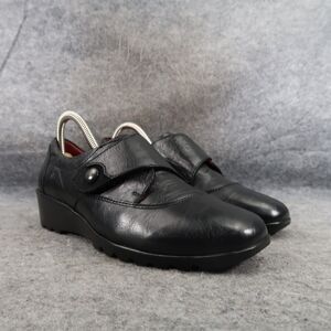 Josef Seibel Shoes Women 37 Comfort Loafer Oxford Wedge Monk Strap Leather Black